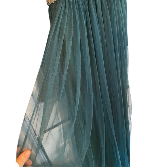 Lulus New Delightful Occasion Emerald Green Beaded Tulle Maxi Dress Gown Fall - Picture 13 of 14